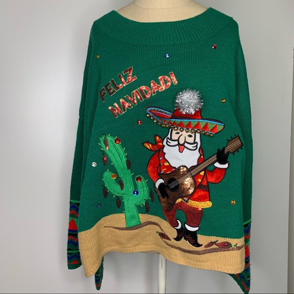 Sweaters Feliz Navidad Embellished Knit Christmas Sweater Large